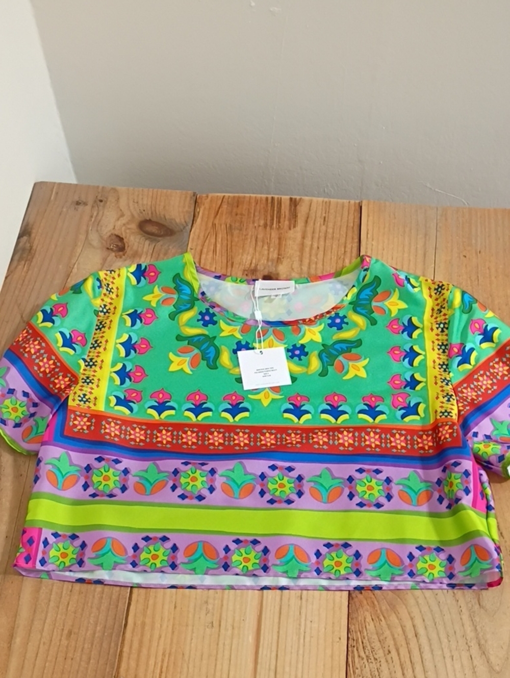 Lavender Brown Mia Top Green Purple Multi Size S NWT MSRP $148